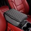 SEAMETAL Car Armrest Cushion PU Leather Memory Foam Center Console Armrest Cover Pad With 2 Storage Pockets Armrest Support