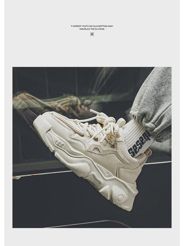 Men's Fashionable Mesh Breathable Dad Shoes - Casual Thick-Soled Running Sneakers