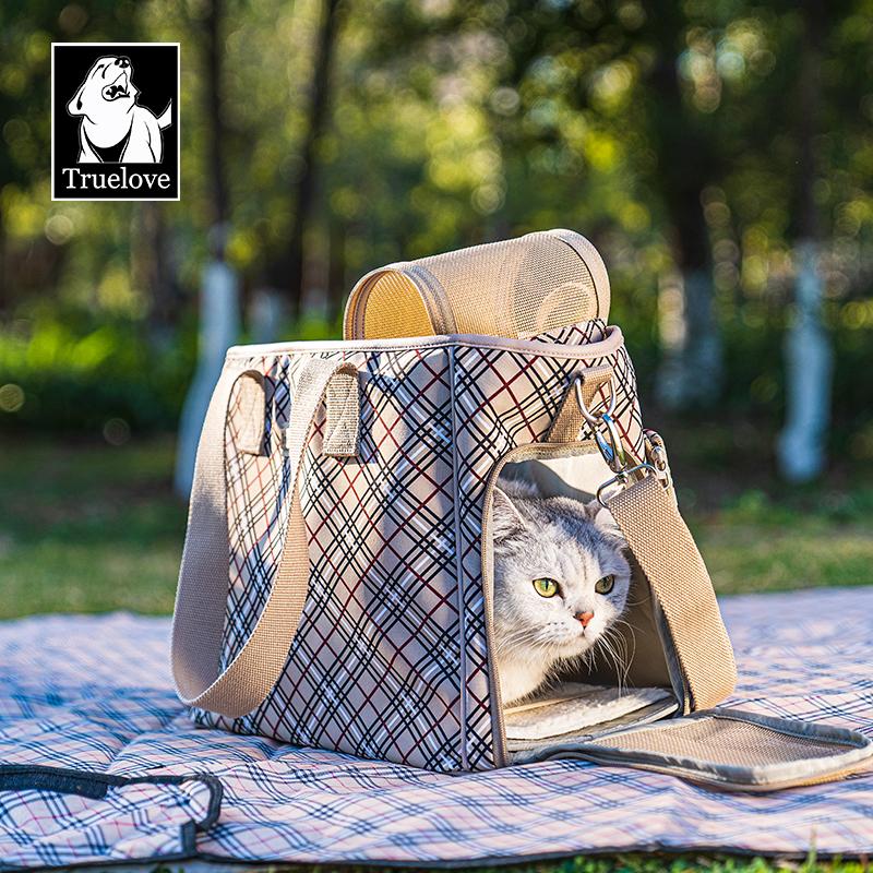 Truelove Expandable Cat Puppy Carrier Backpack Small Animal Dogs with Removable Plush Mattress Breathable Mesh Spacious TLX5172