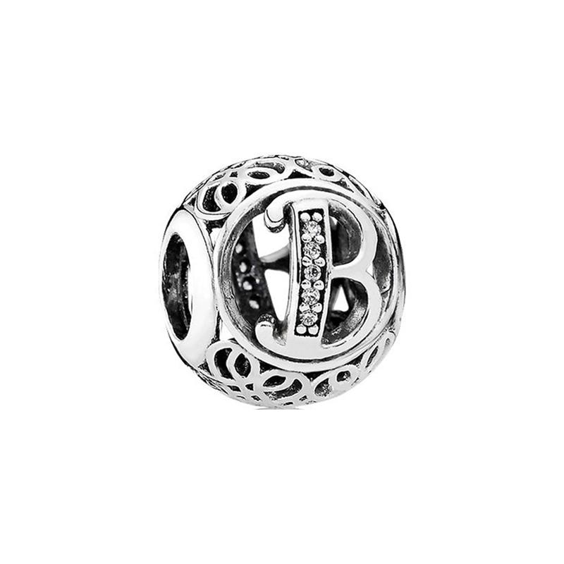 Pandora Ретро Буквы B Серебряные Бусины Бусины из Серебра 925 Пробы Женская Модель 791846CZ