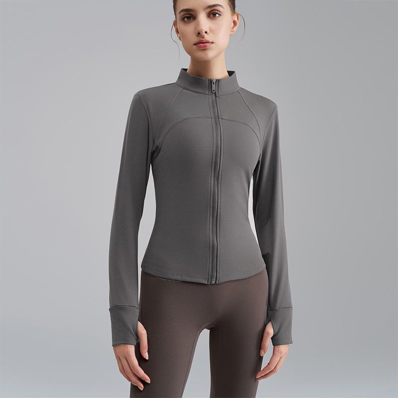 Женская флисовая куртка для йоги слим-фит - Воротник-стойка, Утепленная для осени/зимы