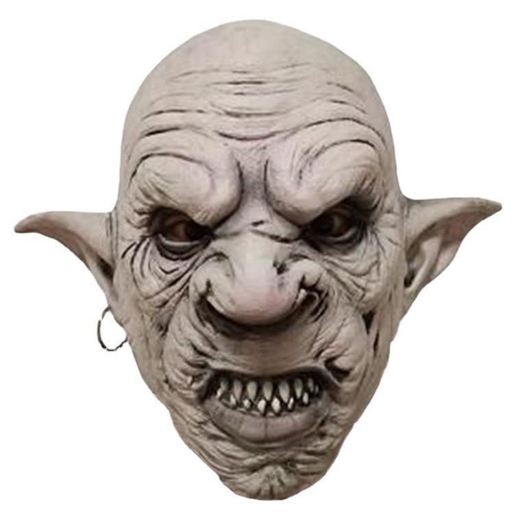 Latex Horror Mask For Halloween Costume With Earring Accent And Haunted Theme