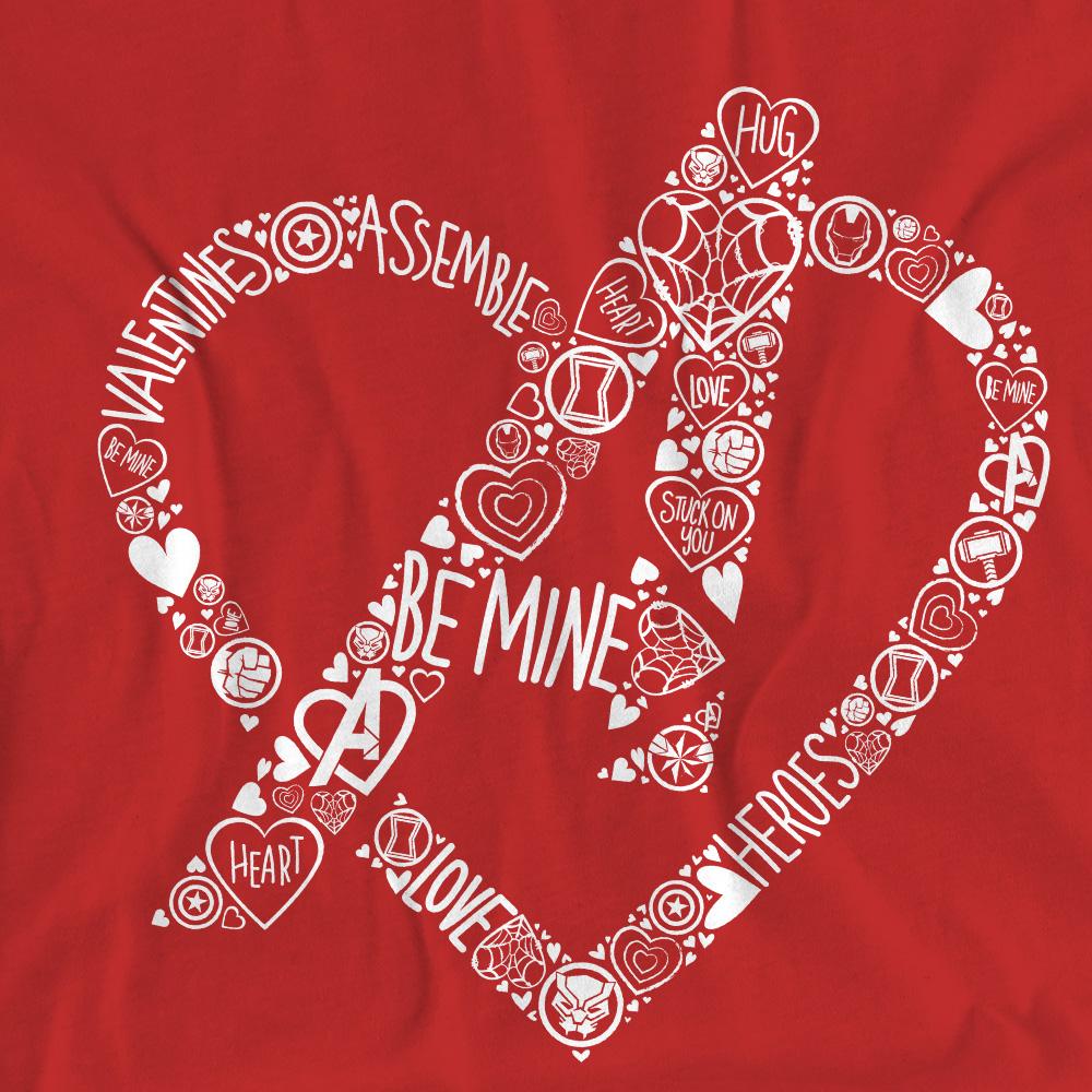 Avengers Unisex Adult Be Mine Heart T-Shirt