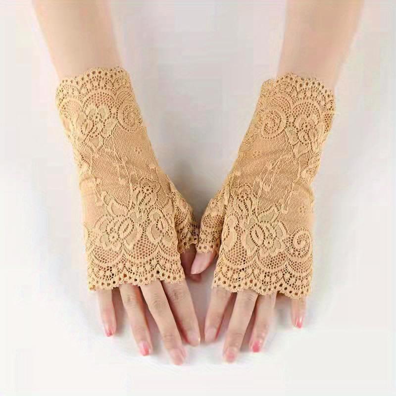 1 пара женских полупальцевых перчаток, женские кружевные перчатки с защитой от ультрафиолета, женские перчатки для вождения