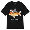 Футболка Mindset Goldfish с забавным дизайном шлейки с акульим плавником для мужчин и женщин, повседневная винтажная футболка с коротким рукавом, футболки в стиле харадзюку и хип-хоп