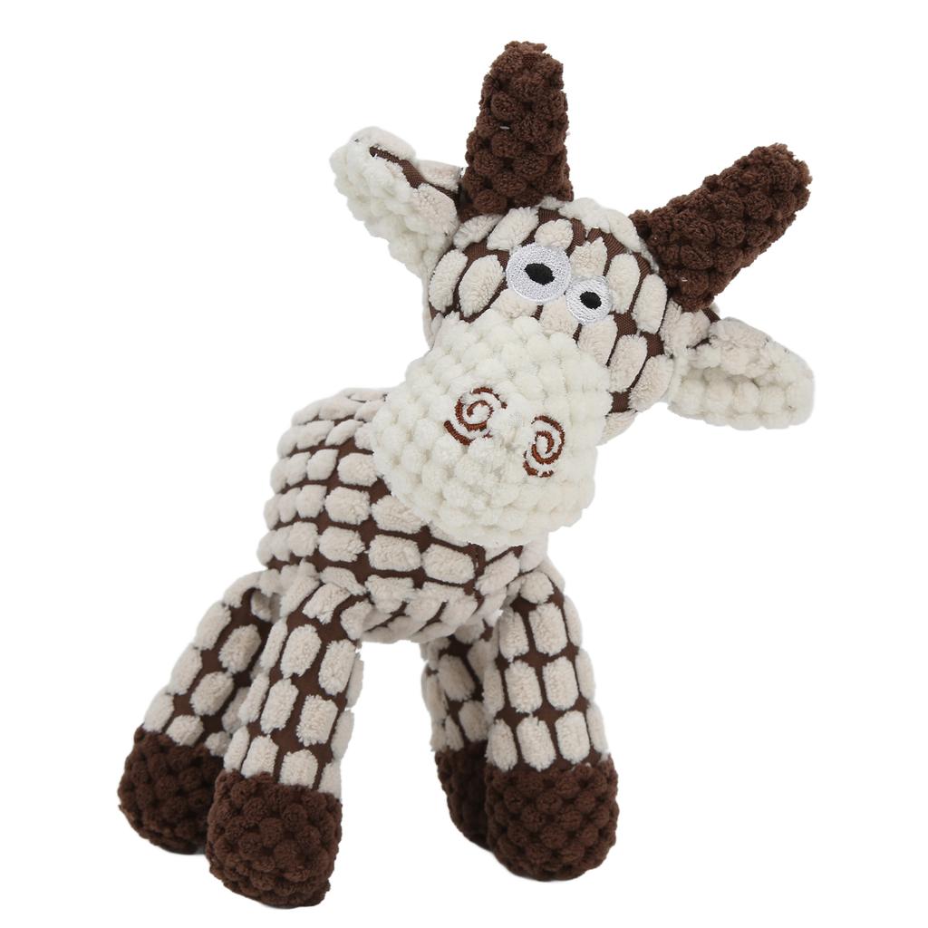 Pet Squeaky Toy Interactive Durable Teeth Cleaning Dog Plush Toy for Small Medium Large DogsBeige