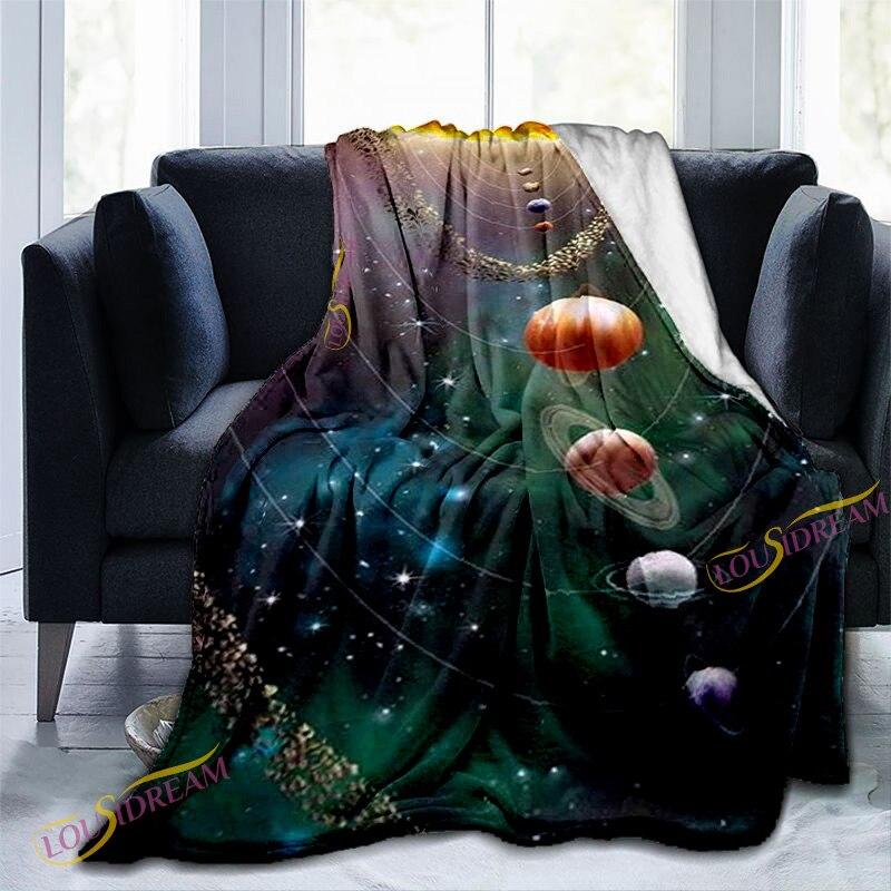 Одеяло с 3D принтом галактики, плюшевое одеяло, гобелен с планетами, фланелевое одеяло, постельные принадлежности, зимнее покрывало, одеяло