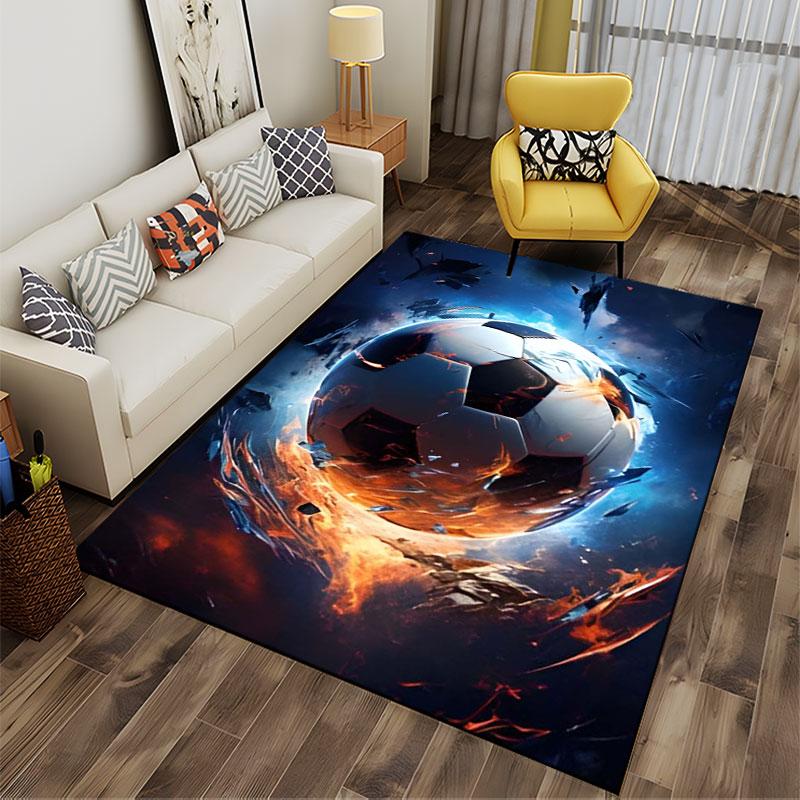 Fiery Soccer Ball Design suitable as a non-slip mat for the living room or bedroom sofa