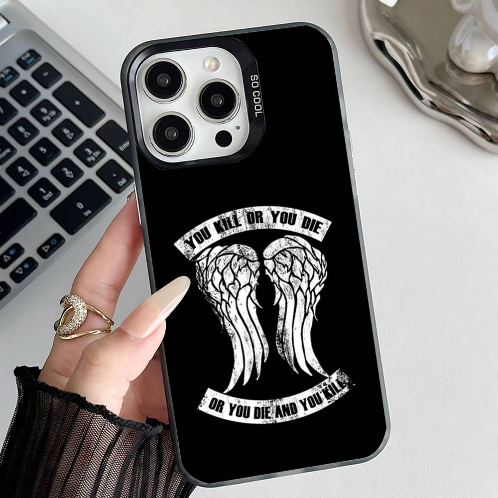 D-Daryl Dixon Крылья Зомби Чехол для Телефона Для iPhone 17,16,15,14,13,12,11,Pro,Max,Plus,E,Air,Mini Черный IMD Чехол