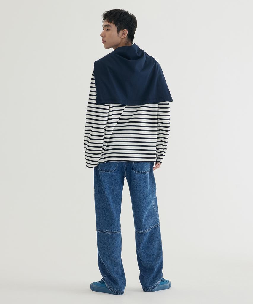 COVERNAT Striped Long Sleeve Dusty Blue