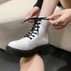 White Chunky Platform Combat Boots Women  Back Zipper Pu Leather Ankle Boots Woman Punk Thick Bottom Motorcycle Botas Mujer