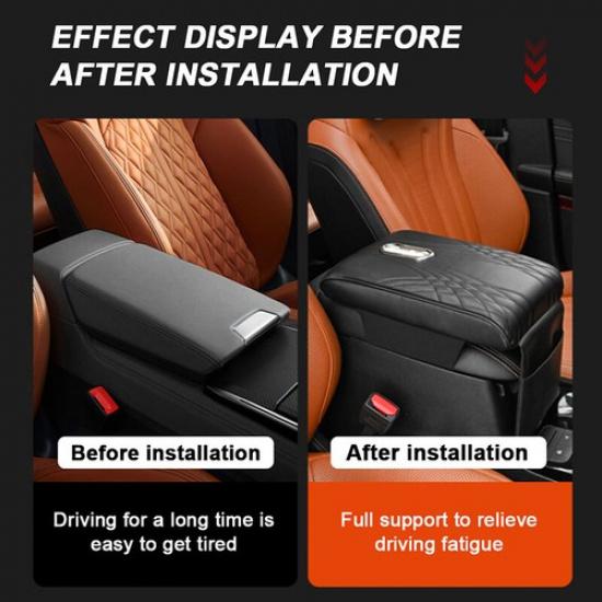 Pu Leather Car Armrest Pad Cover Auto Center Console Box Cushion Mat Storage Bag