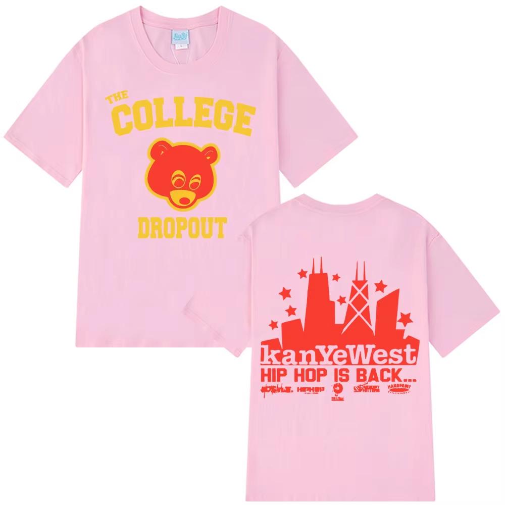 Kanye West College Dropout T Shirt Music Album Harajuku Print Unisex Unisex Short Sleeve TShirts Casual Hip Hop Streetwear Tees