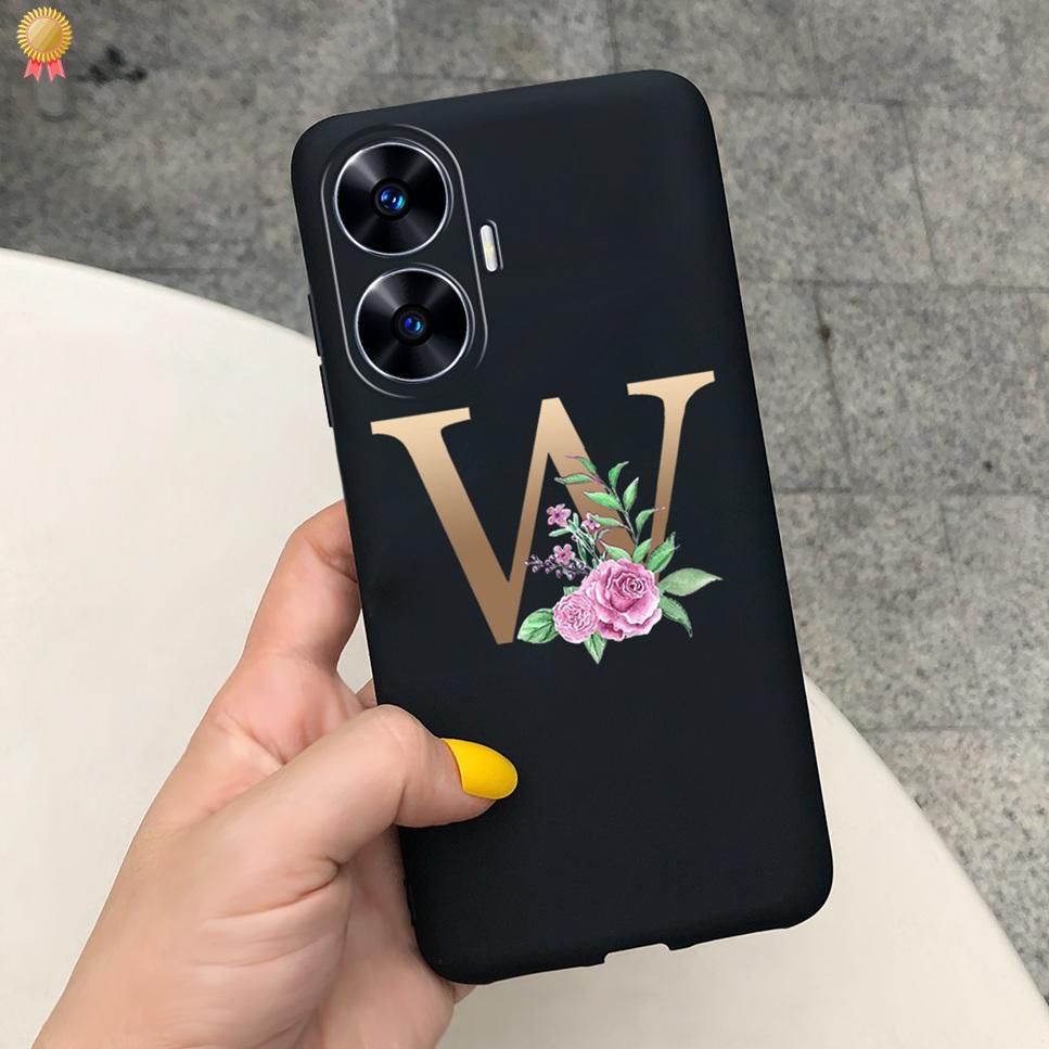 Для Realme C55 C 55 6.72'' Чехол Нежные Милые Буквы 3D Корона Цветы Матовый Ударопрочный Мягкий ТПУ Силиконовый Чехол для Телефона Задняя Крышка