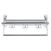 Bathroom Stainless Steel Wall Mounted Folding Towel Rack Storage Holder Shelf with 3 Hooks