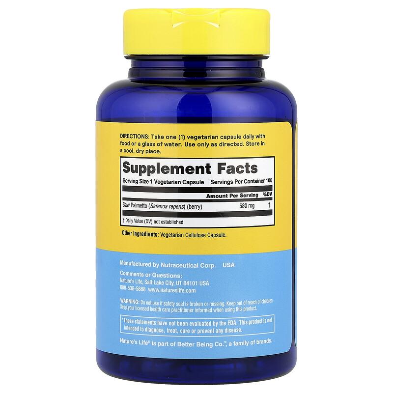 Saw Palmetto, 580 mg, 100 Capsules