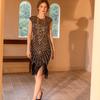 Sequined Gatsby Tassel Evening Dress: Retro Ball Gown for Banquets and Dance
