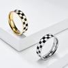 Women's Single Tail Ring Fashion Black White Grid Design Couples Jewellery Accessories American Style Girls Daily Wear Jewellery Ring