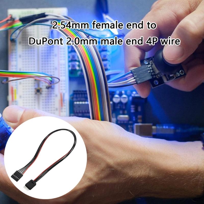 4-контактный адаптерный кабель 2,54 мм (мама) на 2,0 мм (папа), провода-перемычки для макетной платы, для прототипирования и тестирования электроники