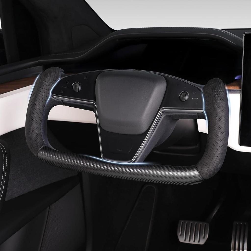Чехол на руль для руля Tesla Yoke, Чехол на руль автомобиля для аксессуаров Tesla Model S/Model X (черный)