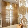 High-end Luxury European-style Large Hollow Villa Coffee-colored Curtain Window Gauze Curtain Embroidery Yarn