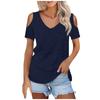 Женская летняя модная повседневная однотонная футболка без бретелек с v-образным вырезом и коротким рукавом, топ
