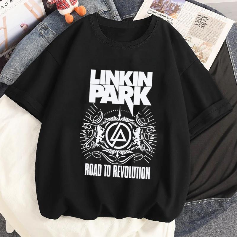 Футболка с графическим принтом рок-группы Linkin Park, летняя женская повседневная с короткими рукавами, уличная одежда, футболки, топы, Харадзюку, с круглым вырезом, одежда