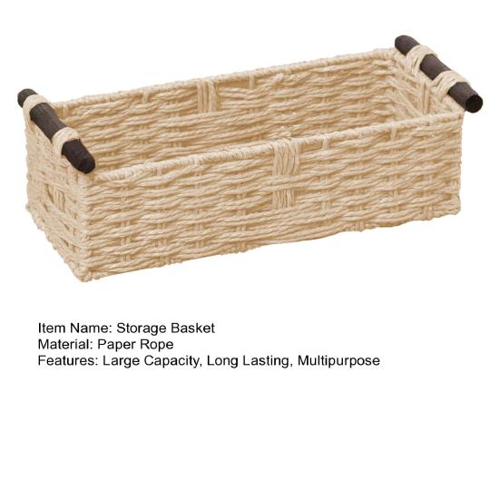 Прямоугольная корзина для хранения с ручкой, большая вместимость, многоцелевое декоративное плетеное украшение ручной работы