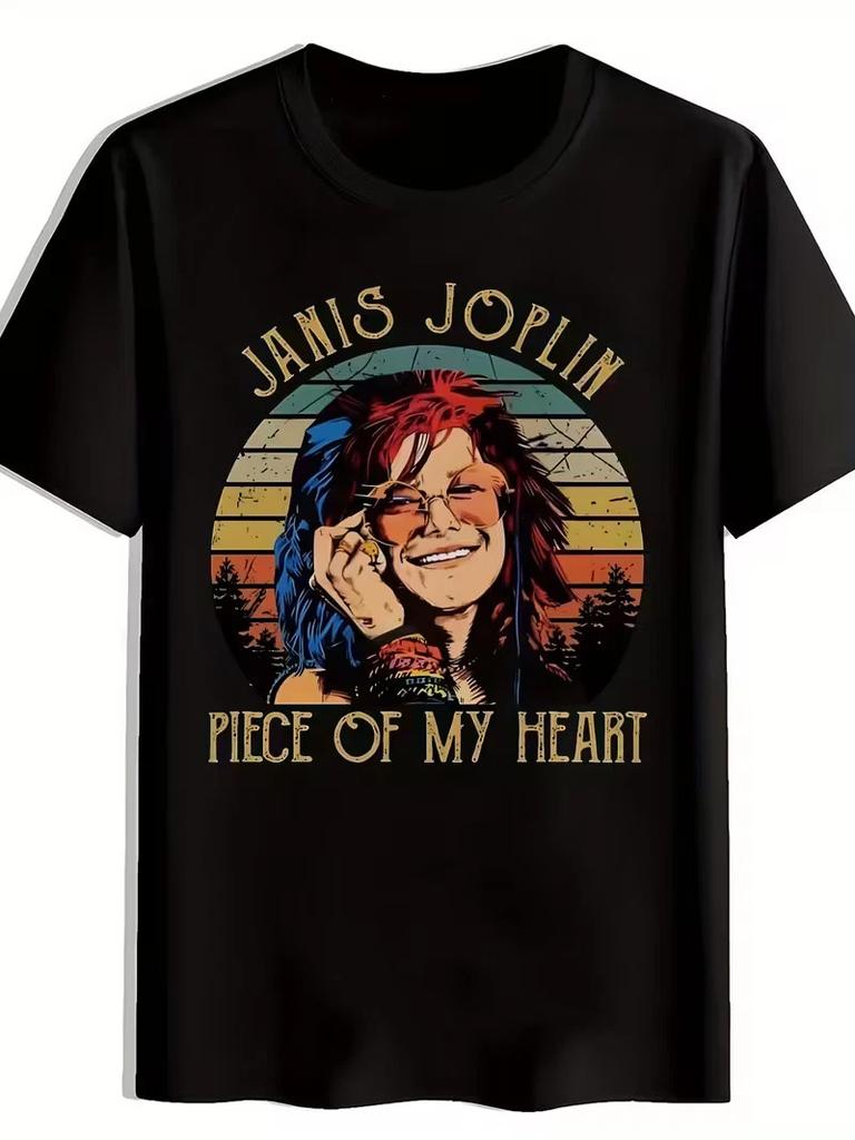 Retro Rock Music Graphic T-Shirt Vintage Concert Style Casual Tee