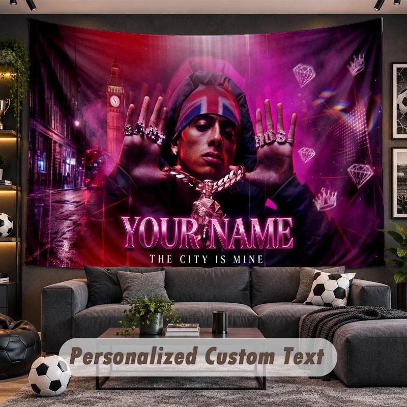 Wall Hanging Tapestry Custom NameCentral Cee Pattern Personalized Printed Fabric Wall Decor