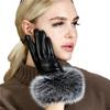 Women's Fox Fur Gloves, Sheepskin With Winter Fleece For Warmth Outdoor Driving Thin Women's Touch Screen Leather Gloves Women's