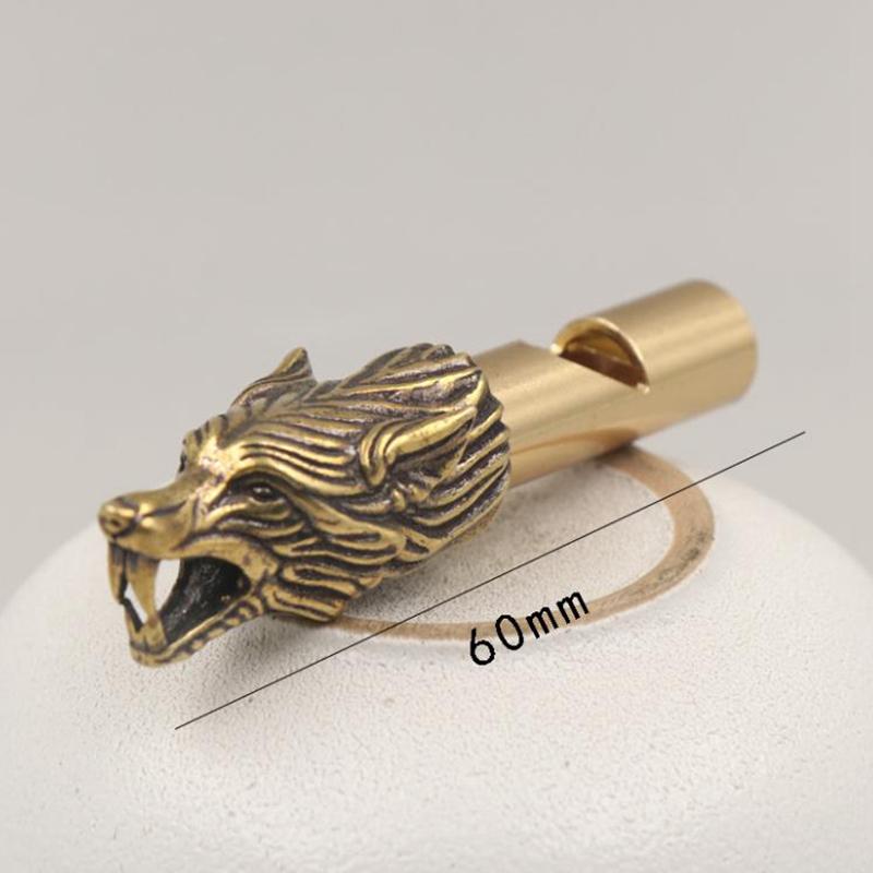 Copper Wild Boar Rhino Eagle Boa Lion Wolf Kirin Lizard Keychain Pendants Outdoor Referee Whistle Vintage Wild Survival Whistles