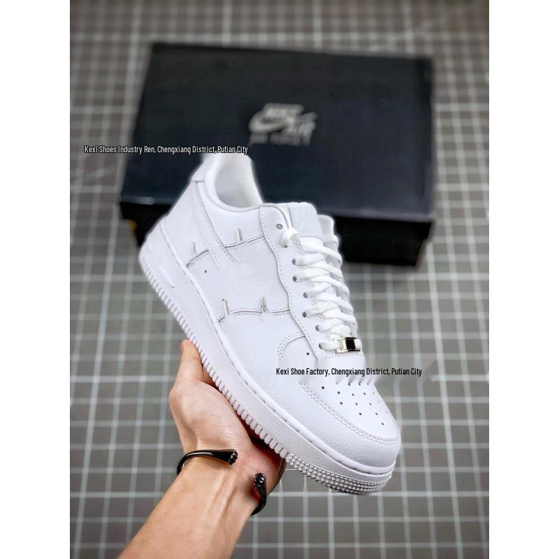 AF1 Air Force 1: Чисто-белые низкие кеды для женщин и мужчин цвета пшеницы - Повседневный стиль для пары.