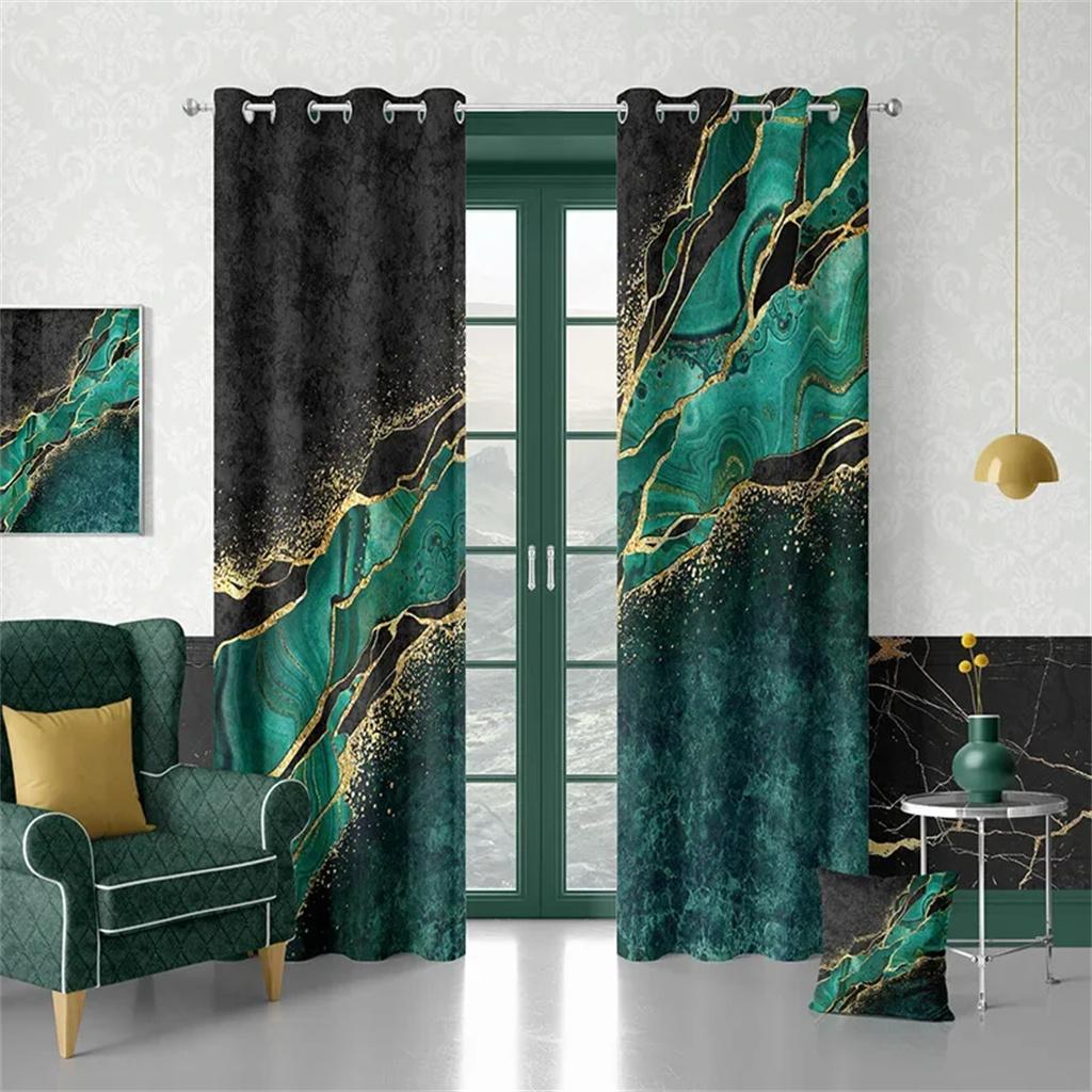 Роскошный мраморный черный золотой синий текстура занавес современный абстрактный стиль искусства для дома гостиная спальня балкон декор занавески