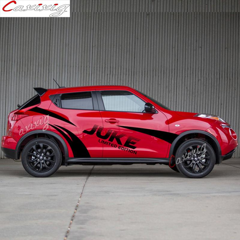 Wskpa9 1 комплект Наклейка на кузов автомобиля Для Nissan Juke Nismo Гоночные Спортивные Полосы Декор Боковой Части Двери Автомобиля Виниловые Наклейки Внешние Аксессуары