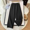 Japanese Style Women's Spring Casual Elastic Waist Cuffed Straight-Leg Pants