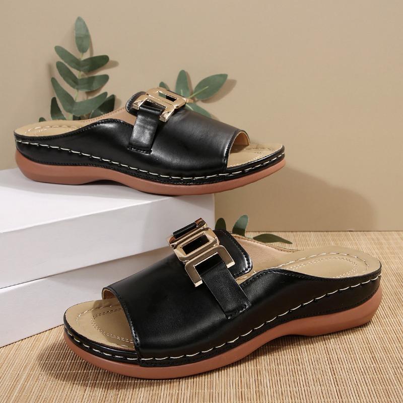 Женские летние шлепанцы на платформе больших размеров с открытым носком и ремешком