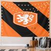 Orange Lion KNVB Emblem on Striped Background Pattern Wall Hanging Tapestry Decorative Tapestry Home Decor for Bedroom and Living Room
