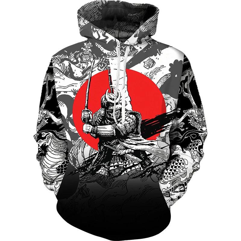 New Hot Anime 3d Hoodies Japanese Samurai Sweatshirt Men And Women Fashion Black Pullover Autumn And Spring Men's Clothing