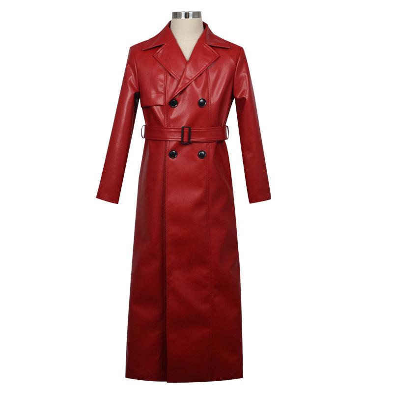 Text In Text Red Umbrella Cosplay Long Red Trench Coat Horror Game Costume