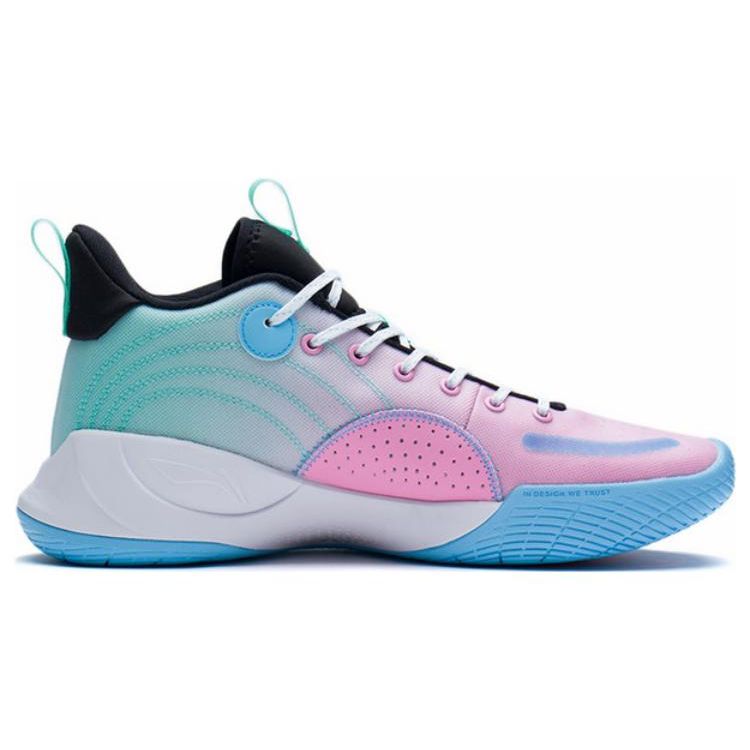 Li-Ning Баскетбольные кроссовки Magic Cloud Shock Absorbing Anti-Slip Rebound Mid-Top, мужские кроссовки розового и синего цвета ABPS005-3