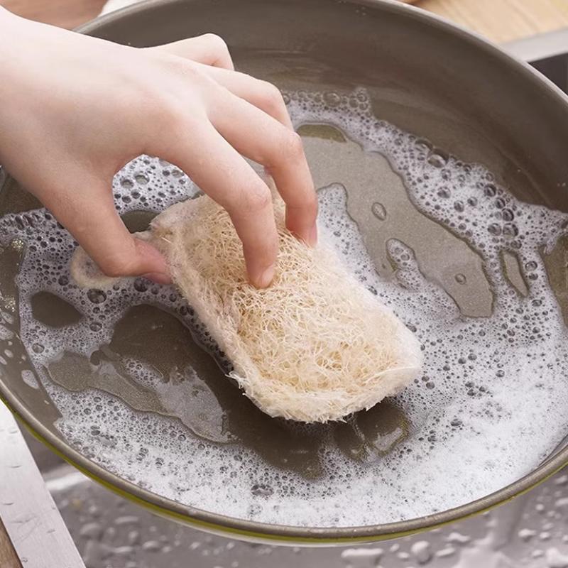 6 шт. Натуральная люфа кухонное полотенце мочалка губка люфа скраб для мытья посуды кастрюли масляных пятен скребок кухонные чистящие щетки П