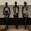 jijijing 3Pcs/Set Abstract Human Figurines, 3D Printed Modern Minimalist Art Sculpture, Artistic Sitting Figure Statues for Home Shelf Table