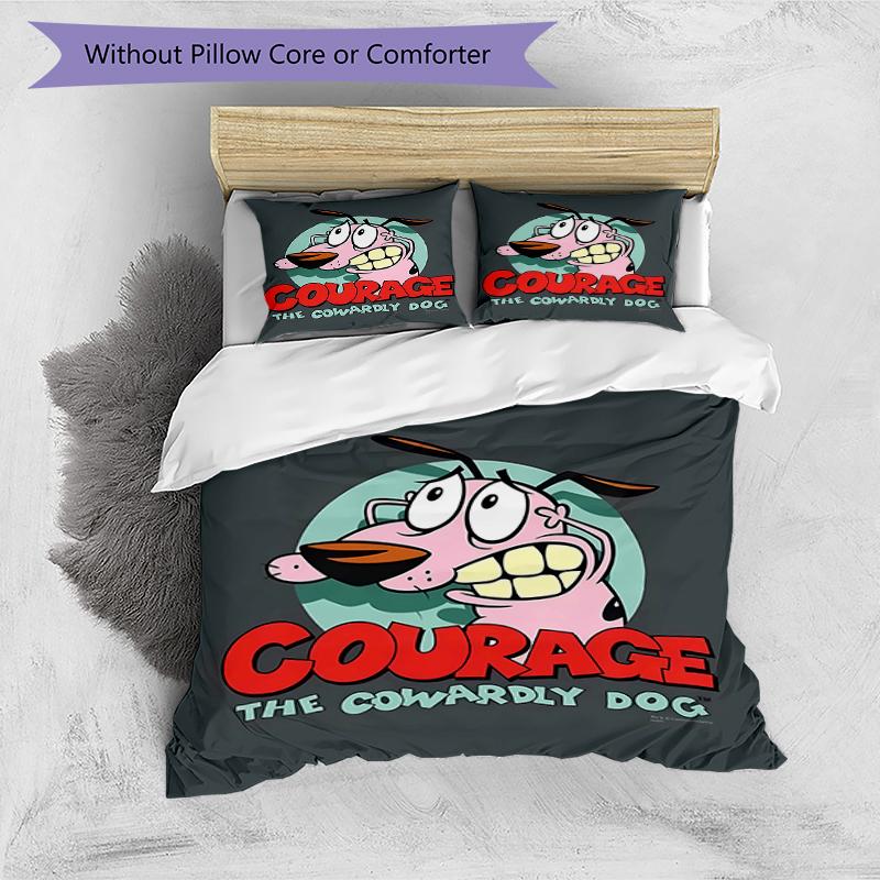 3pcs Courage the Cowardly Dog1 pattern bedding set duvet cover set includes duvet cover &pillowcases, perfect all season bedroom decoration & gift