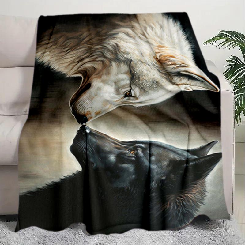 1PC Wolf Elements printed blanket, all season lightweight home office outdoor nap multifunctional blanket A9