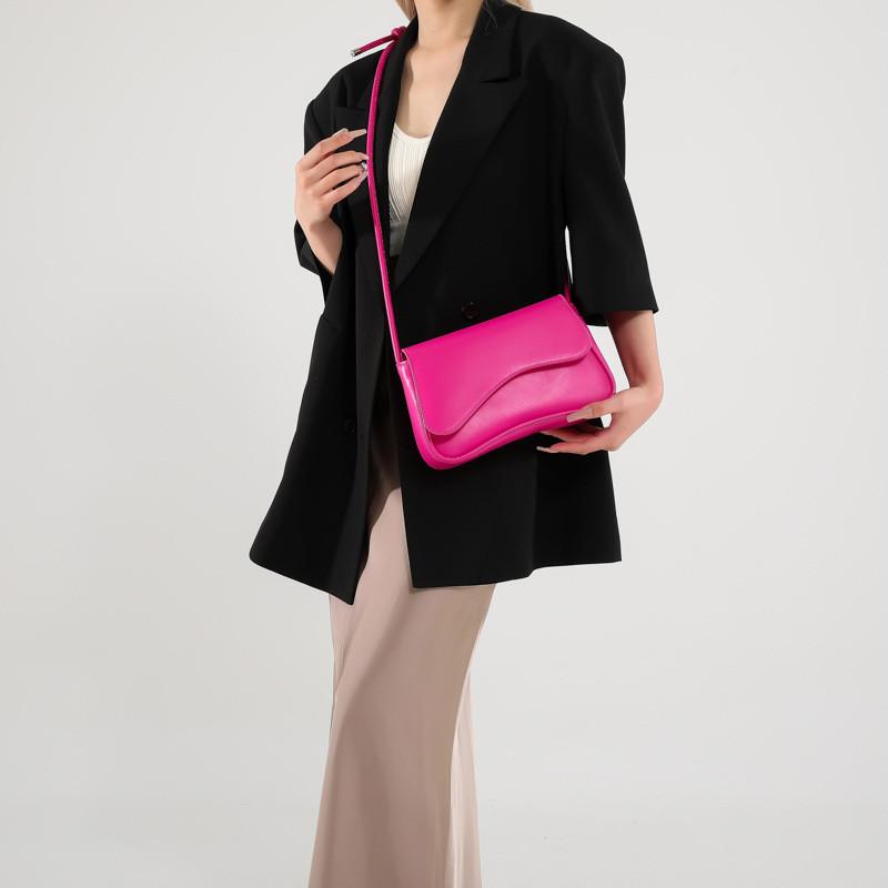 Fashionable Women's Underarm Bag Stylish Small Shoulder Crossbody Bag In Black White Brown Khaki And Fuchsia