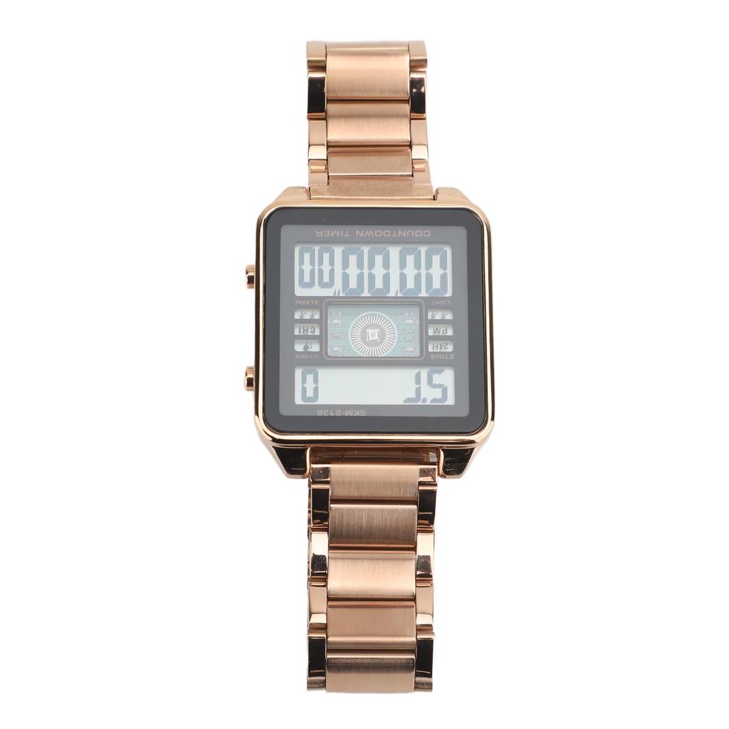 Цифровые часы для мужчин Функция обратного отсчета Календарь Будильник Водонепроницаемость Ремешок из нержавеющей стали