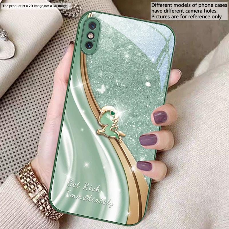 Мечтательный фиолетовый единорог Для iPhone 17 Air 16 E 15 14 13 Plus 12 mini 17 Pro Max 11Pro XR Xs 16E 7 8 11 Закаленное стекло Чехол для телефона