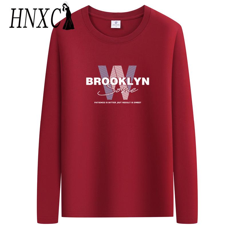 HNXC Футболка с длинными рукавами из хлопка, мужская модная свободная рубашка с рисунком «сострадание»