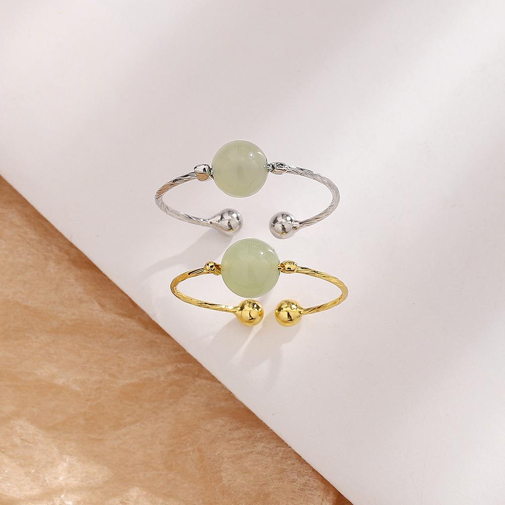 Кольцо из нефрита Хотан, кольцо-паспарту Гуочао, простое, свежее и элегантное, маленькое семейное круглое открытое кольцо из яшмы